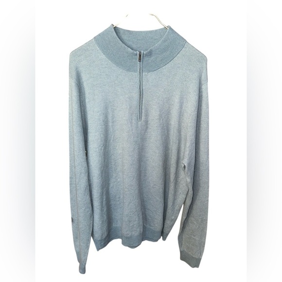 Nordstrom Other - Nordstrom Men’s 1/4 Zip Sweater Size Large Wool Blend Blue White
